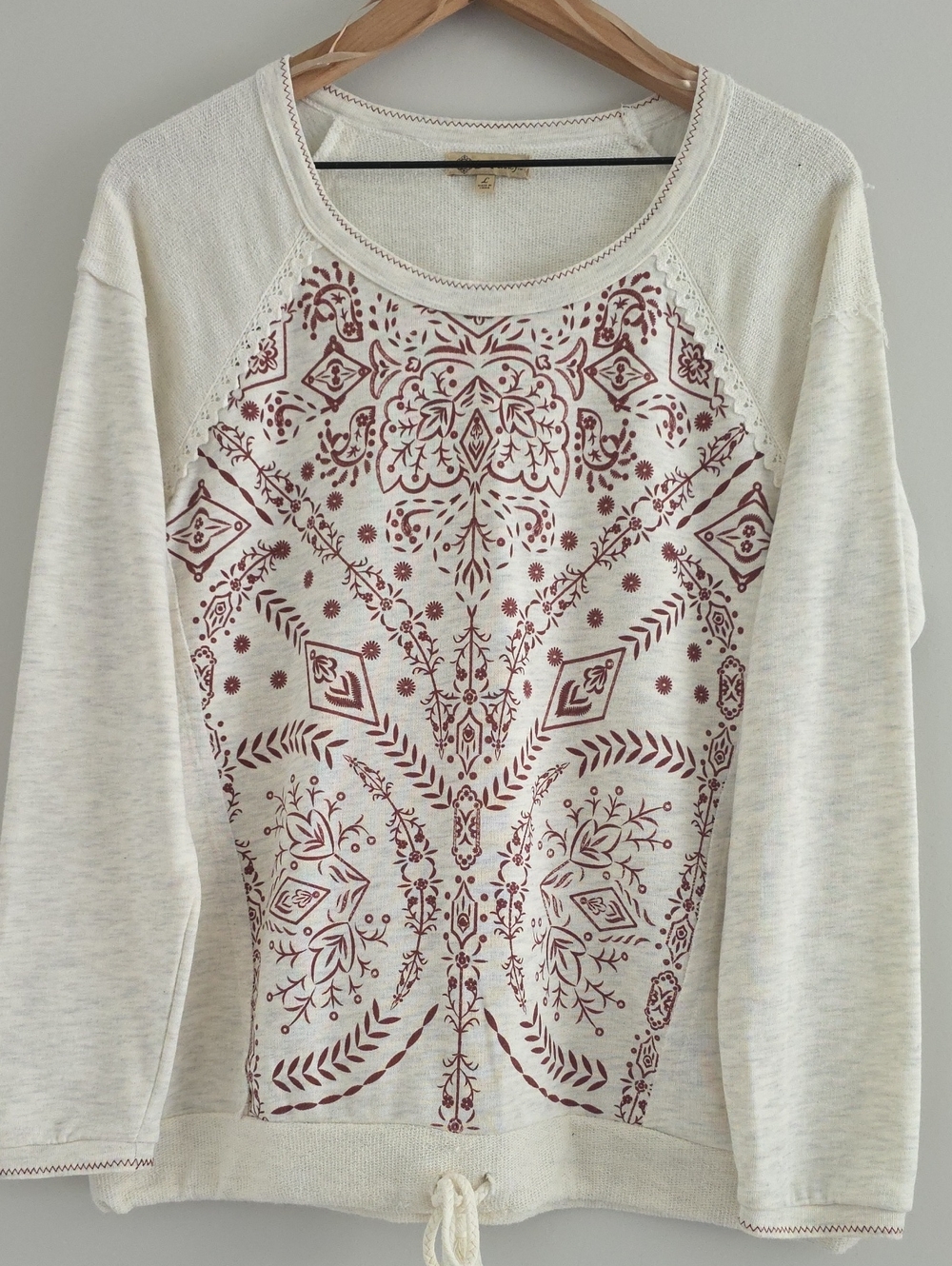 Democracy Boho Paisley Medallion Tie Hem Top